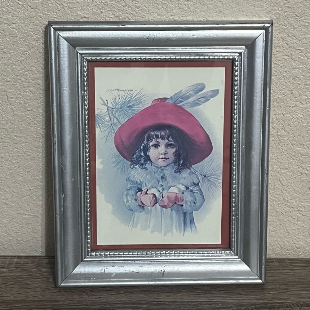 Gallery Graphics, Inc. Reprint Of Maud Humphrey Bogart's X-mas Girl W/ Snowballs